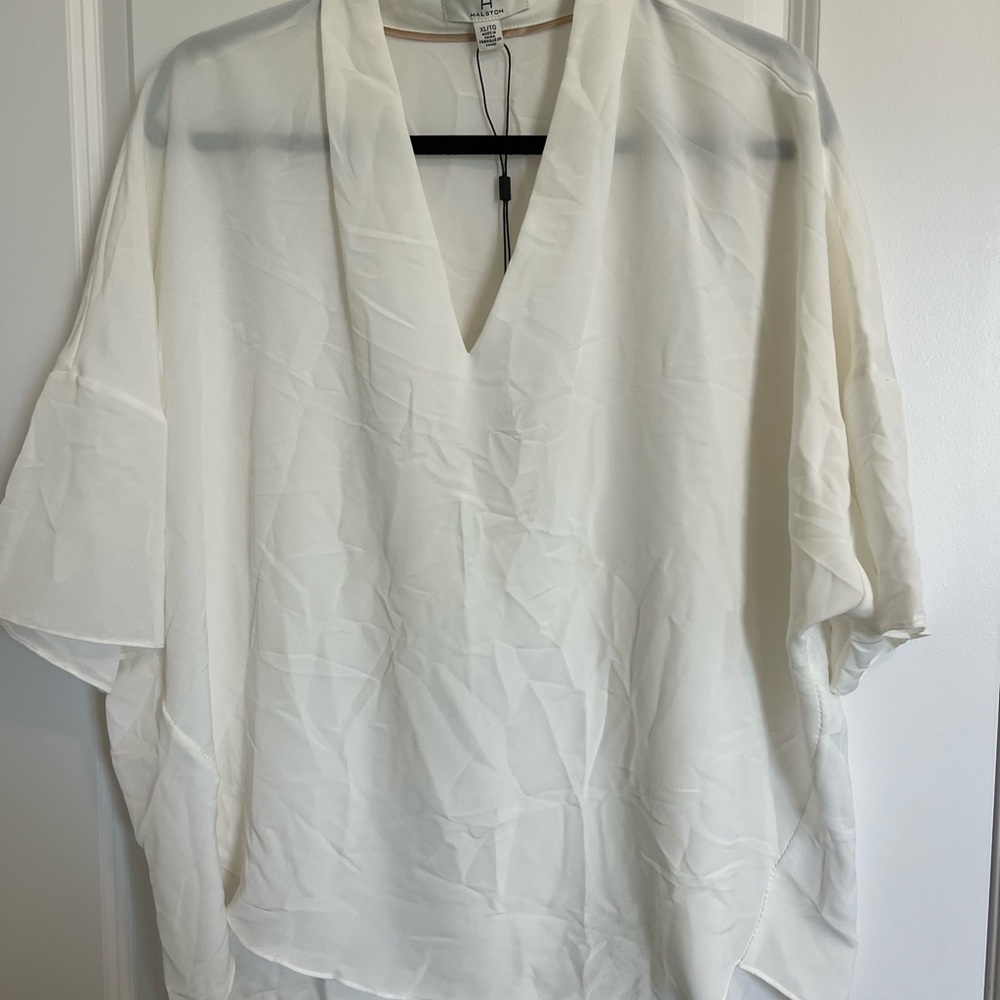 Halston Heritage Cream V-Neck Blouse